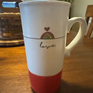 Love Ceramic Mug with Red Accent